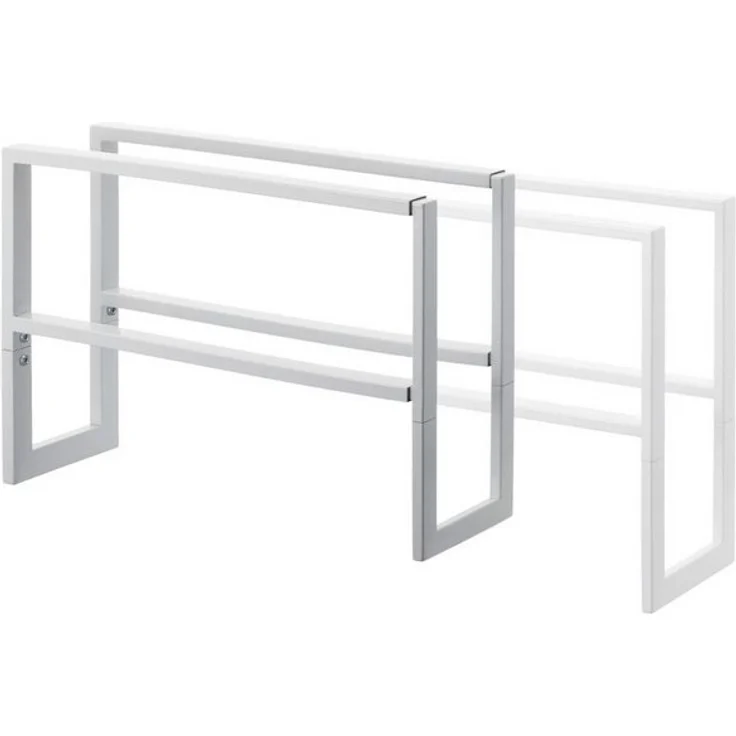 Yamazaki Schuhregal "Line" aus Metall, schmal, ausziehbar 38-70cm, Schuhständer, Schuhablage, mit 2 Ablagen, für 6-9 Paar, minimalistisch – Bild 4