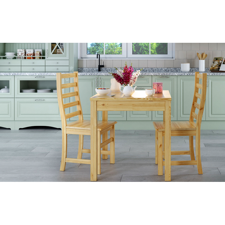 Essecke mit Tisch und 2 Stühle Tischgruppe Kiefer natur Massivholz 90.70-50 A -Set 21 – Bild 2