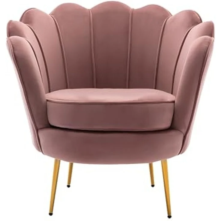 Vente-unique - DANDELION Couchgarnitur mit Sessel SamtStoff Puderrosa - B 73 cm75 cm x H 78 cm76,5 cm x L 124 cm78 cm – Bild 5