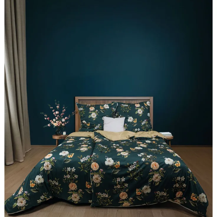 Fleuresse Interlook Jersey Bettwäsche 135x200 Wende Rosen Blüten grün 175115-5