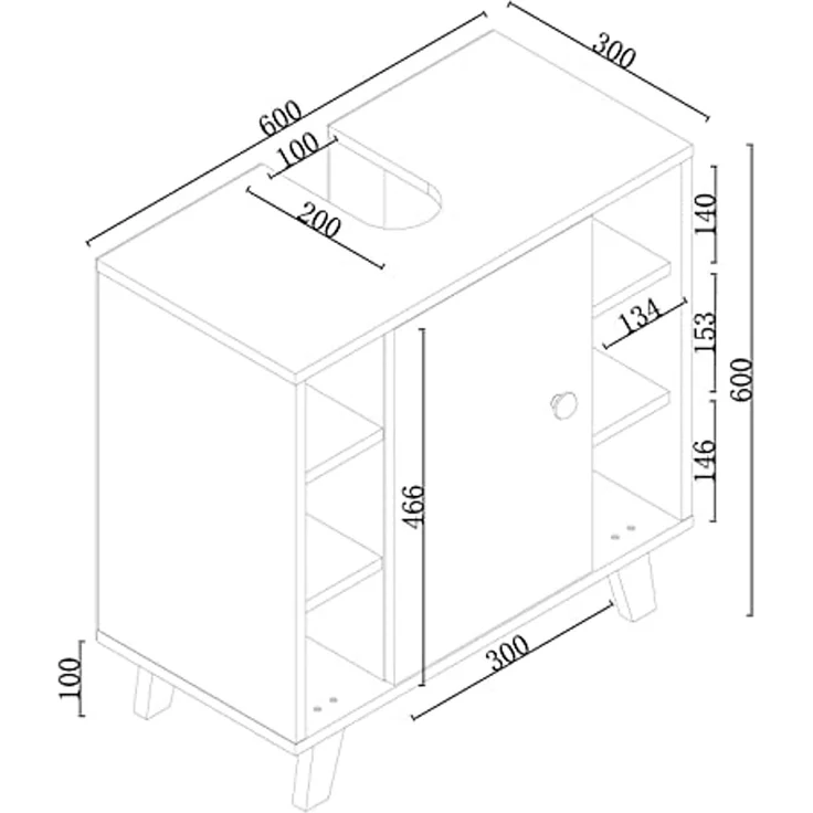 Stabilo Sanitär Waschbeckenunterschrank Waschbeckenunterschrank "Martha" marmor optikSeitenfächern 60x30x60cm mit Seitenfächern – Bild 2
