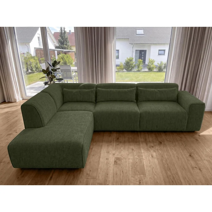 AX LIVING Wohnlandschaft mit Schlaffunktion Ruyam Eckcouch Grün L – Bild 3