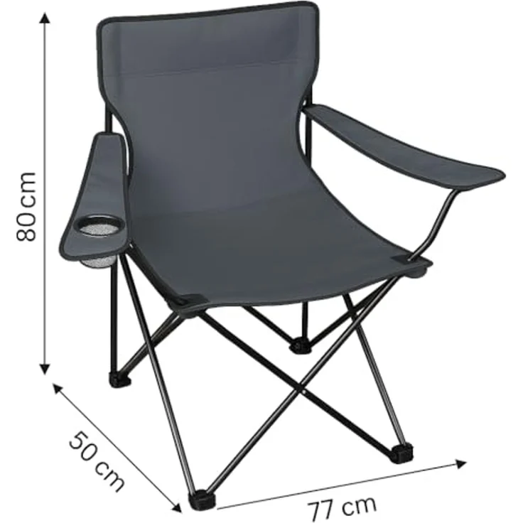 Ambientehome Faltstuhl Relaxstuhl Anglerstuhl Campingstuhl, grau – Bild 3