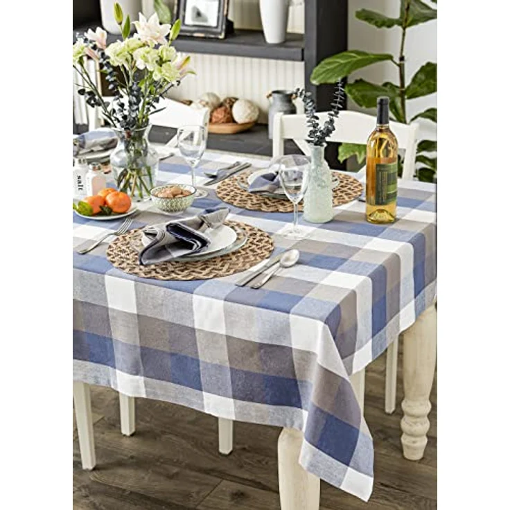 DII Tischdecke, 100% Baumwolle, rund, 178 cm, Blau – Bild 5