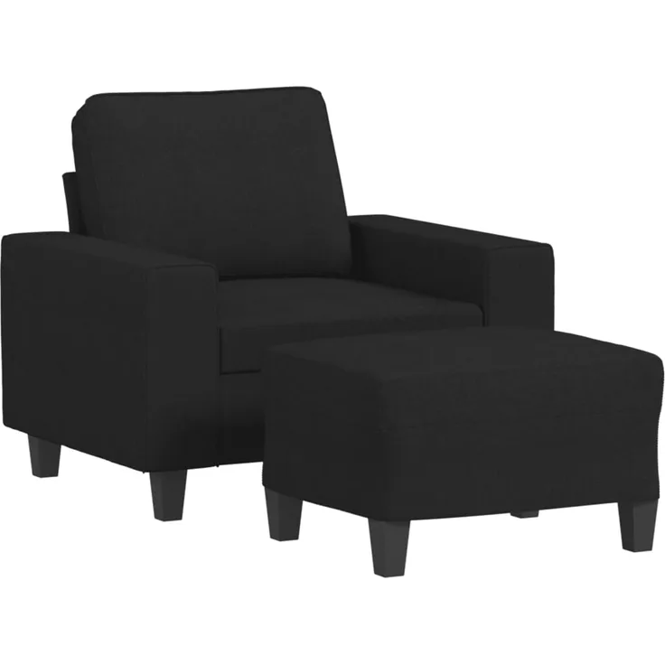vidaXL Sessel mit Hocker Schwarz 60 cm Stoff 3201147