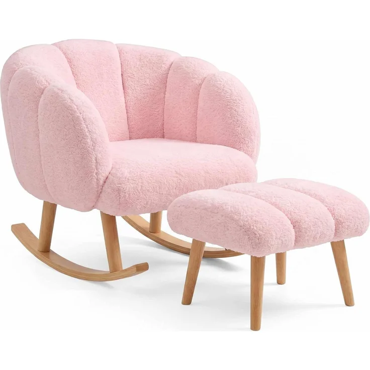 Hanah Home Elegantes Ohrensessel- und Pouf-Set (2-teilig), Rosa, 100% Wellssoft-Stoff, 18 mm Melaminplatte | Perfekt für gemütliche Wohnräume – Bild 1