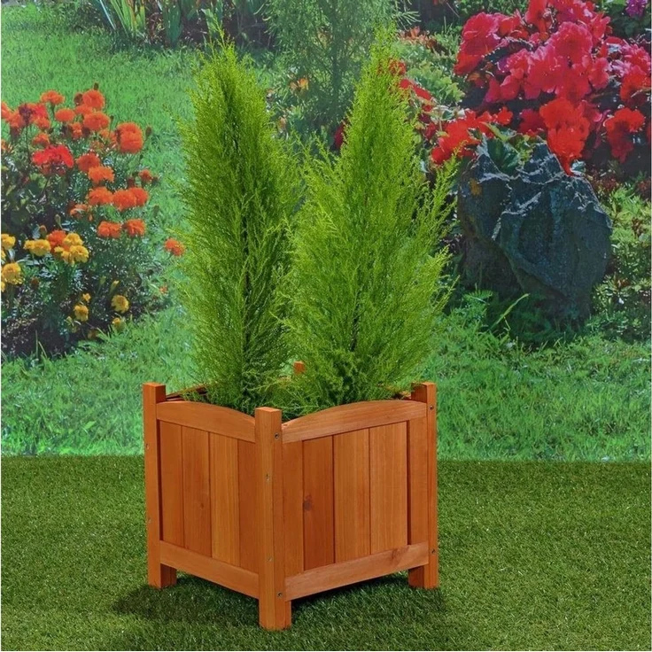 Melko Pflanzkübel Blumenkasten Blumentopf Pflanztrog aus Holz in Braun Blumenständer (Stück, 1 St, Blumenkübel), Fichtenholz – Bild 5