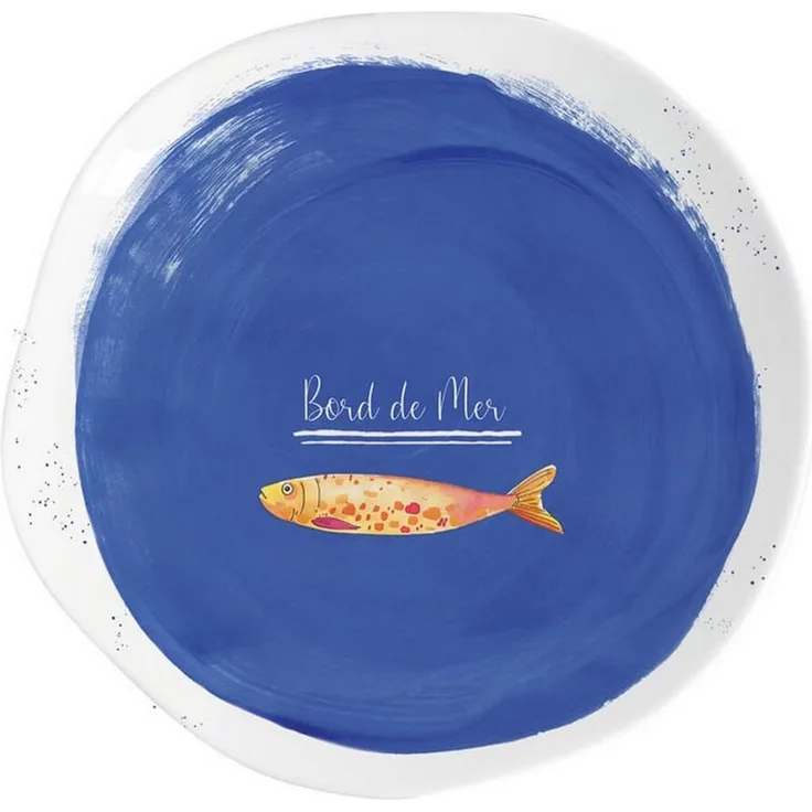 EasyLife Frühstücksteller Bord de Mer, Spülmaschinengeeignet, Weiß, Fische, ⌀ 21cm, Weiß, Fische, H: 2cm