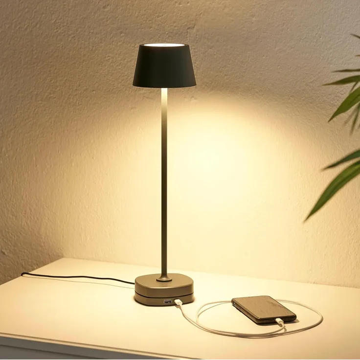 Northpoint Tischleuchte LED Akku Tischlampe mit Ladestation max. 45cm hoch warmweiße dimmbar