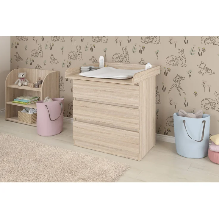 Shefa Kids Wickelaufsatz 800 für IKEA Kommoden (MALM, HEMNES, NORDLI), Eiche Dekor, 80x74cm – Bild 4