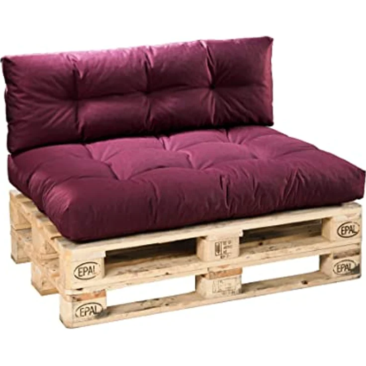 Traumnacht Outdoor Palettenauflage mit Schaumstoffstäbchen gefüllt, Palettenkissen, Palettenpolster Palettenmöbel Palettensofa Seitenteil, Bordeaux rot – Bild 5