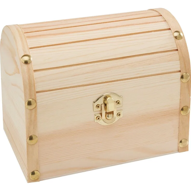 VBS Truhe Runddeckeltruhe mit Beschlag Kiefernholz, 15,5 cm x 11 cm x 12,5 cm
