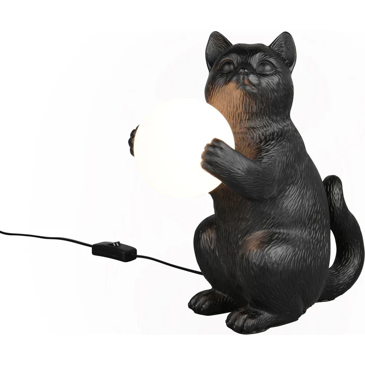 Besondere LED Tischleuchte Katzenlampe Schwarz, Höhe 30cm – Bild 2