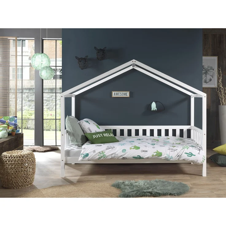 Hausbett Kapua 210x97x170 Kinderbett Massivholz Weiß – Bild 3