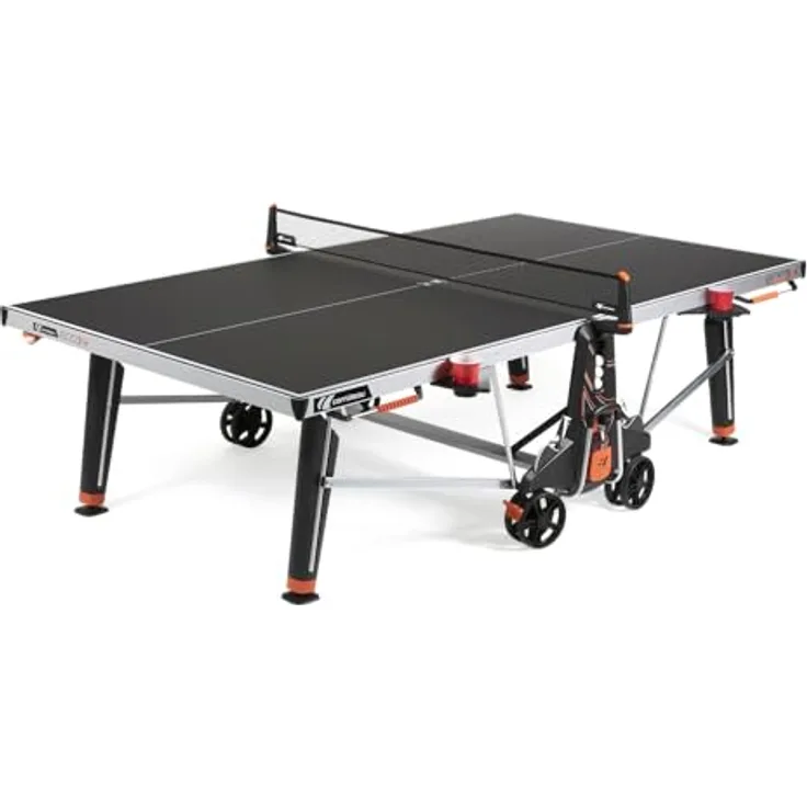 Cornilleau 600X, Outdoor Tischtennisplatte in Schwarz mit robustem Rahmen, verbreiterte Spieloberfläche und komfortabler Ausstattung