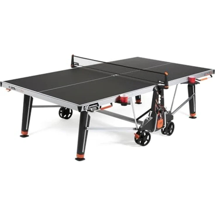 Cornilleau 600X, Outdoor Tischtennisplatte in Schwarz mit robustem Rahmen, verbreiterte Spieloberfläche und komfortabler Ausstattung – Bild 1