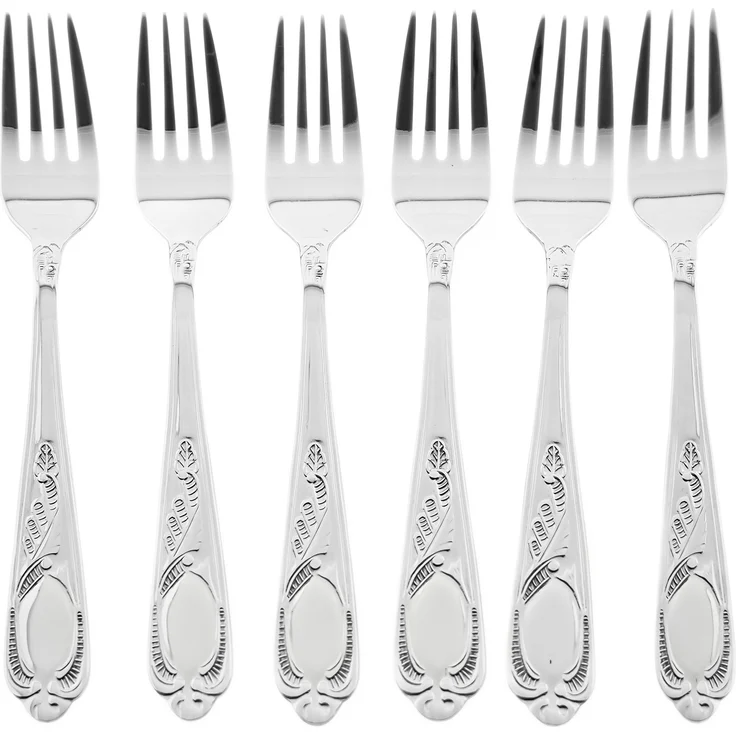 Rococo 6-teiliges Tafelgabel-Set aus hochwertigem 18/10-Edelstahl - Silber – Bild 3