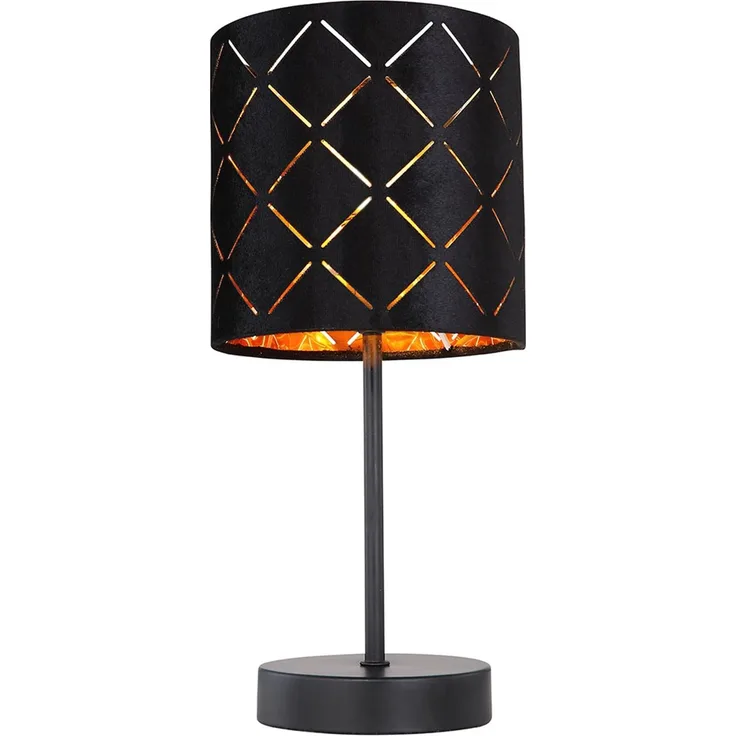 LED Tischleuchte, Dekorstanzungen, Samt, schwarz, H 35 cm