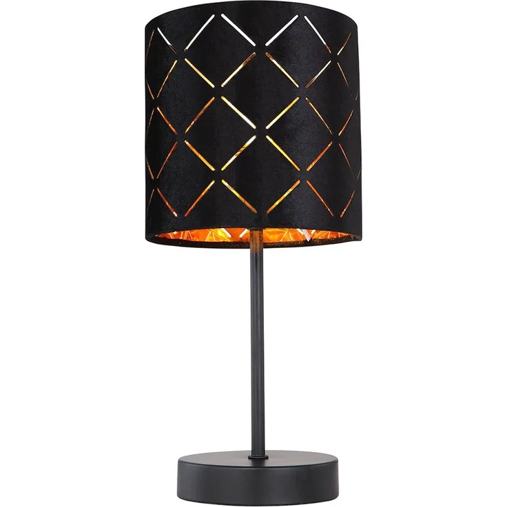 LED Tischleuchte, Dekorstanzungen, Samt, schwarz, H 35 cm – Bild 1