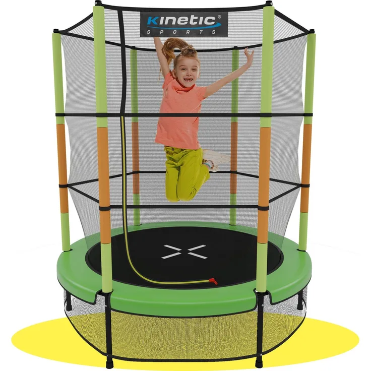 Kinetic Sports Gartentrampolin JUMPER 140, Ø 140 cm, Gummiseil Fun Jumper mit Sicherheitsnetz, Schutzpolster