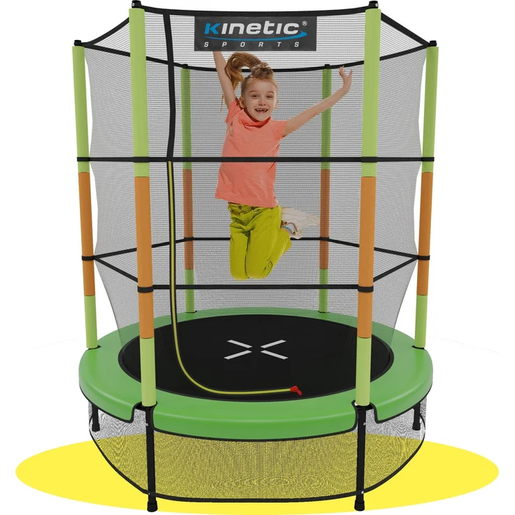 Kinetic Sports Gartentrampolin JUMPER 140, Ø 140 cm, Gummiseil Fun Jumper mit Sicherheitsnetz, Schutzpolster – Bild 1