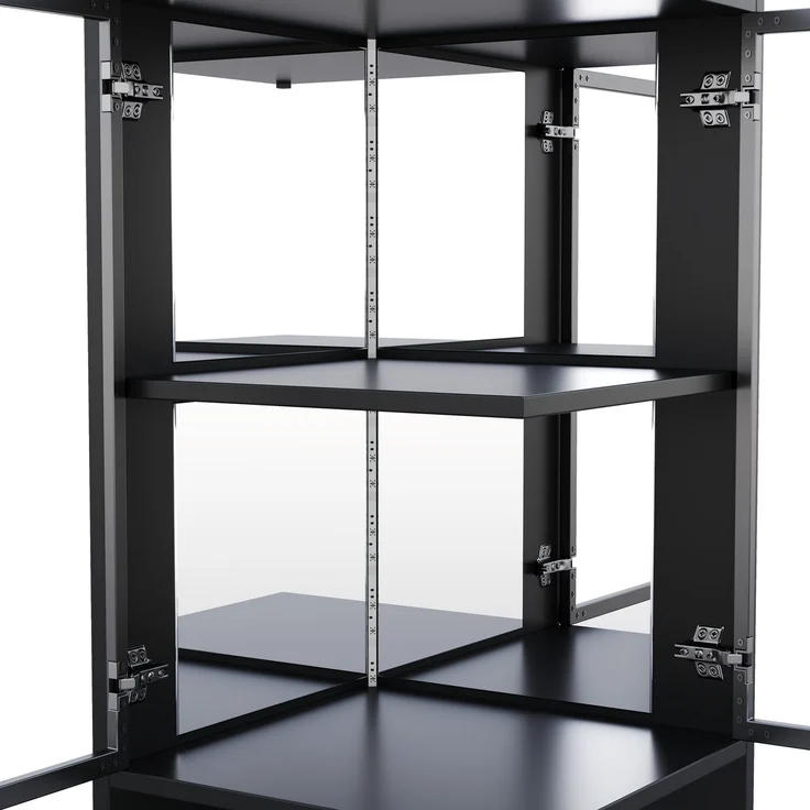 Vitrine B 42 x T 44 x H 205 cm aus Spanplatte mit Glasfront, Spiegelrückwand und LED – Bild 9
