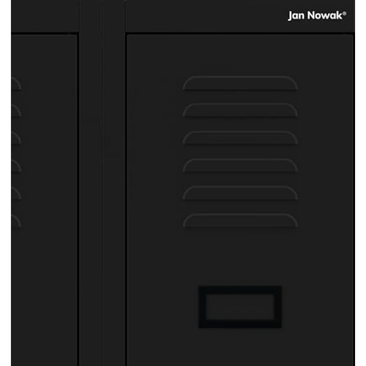 Jan Nowak Spind Schrank, Kleiderschrank, Metallschrank, Schließfachschrank | 2 Abteile mit Kleiderstange, Lüftungsschlitze, Trennwände, 4 Kleiderhaken pro Abteil | 180 cm x 60 cm x 50 cm | Schwarz – Bild 8