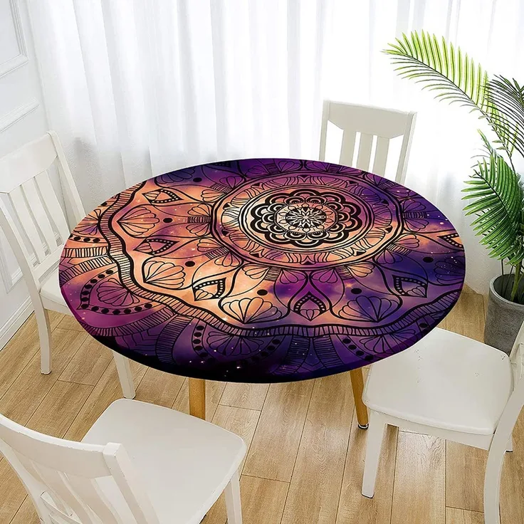 FANSU Runde Tischdecke Garten Abwaschbar, 3D Motiv Serie Polyester Fleckschutz Tischdecken Größe wählbar für Gartentisch, Outdoor in Kiche, Haushalt & Wohnen (Sternenhimmel lila,90cm)