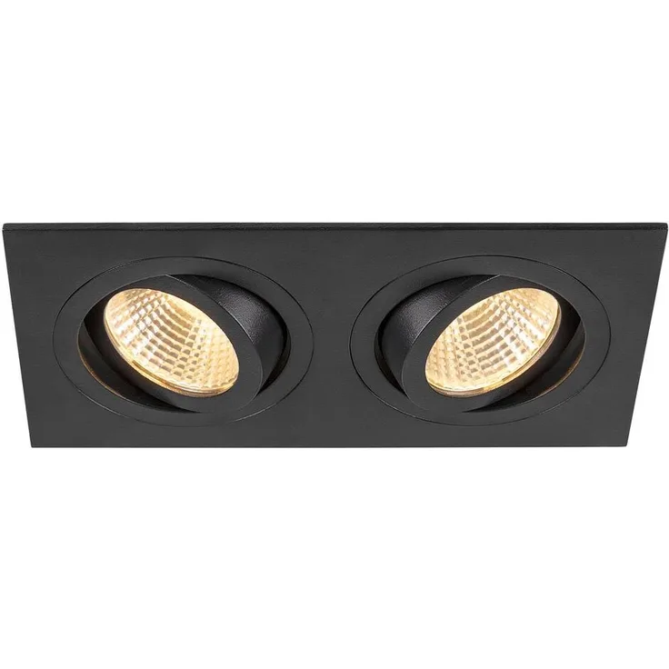 SLV NEW TRIA® 155, Deckeneinbauleuchte, quadratisch, 3000K, zweiflammig, PHASE, 38°, schwarz - Wand- und Deckenleuchten