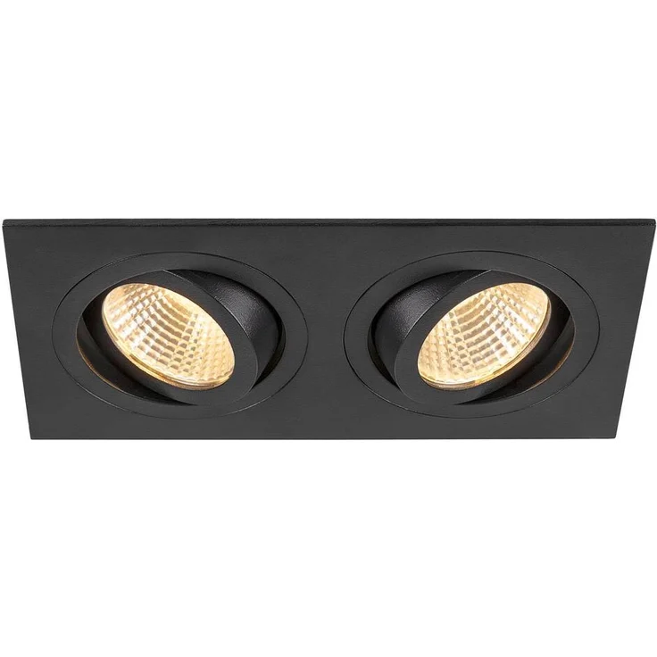 SLV NEW TRIA® 155, Deckeneinbauleuchte, quadratisch, 3000K, zweiflammig, PHASE, 38°, schwarz - Wand- und Deckenleuchten