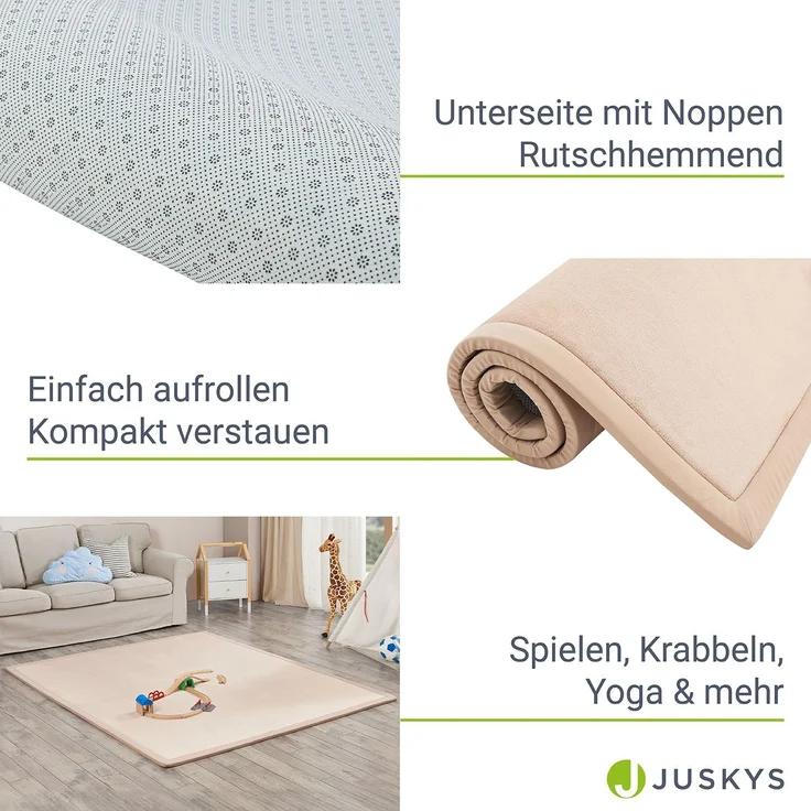 Juskys Krabbelmatte, Polyester beige, 220 x 180 cm – Bild 5