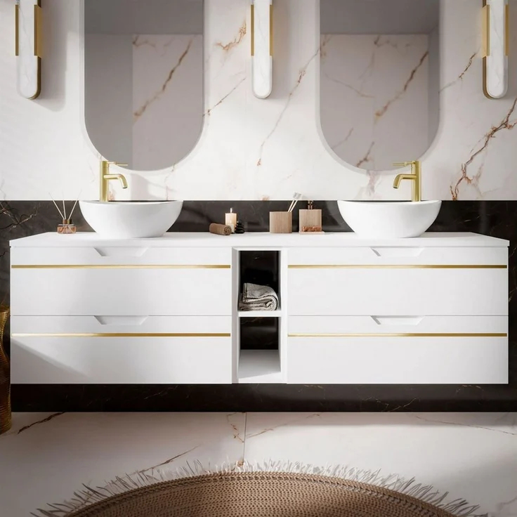 Lookway Badmöbel-Set OPIUM III 140 cm Hängeschrank mit Waschbecken & Regal – Bild 2