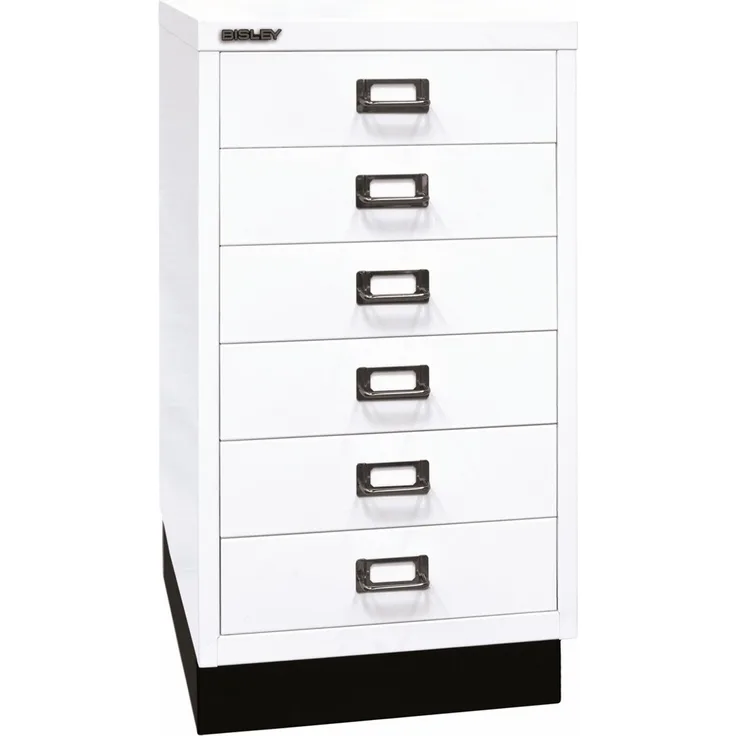BISLEY Schubladenschrank aus Metall DIN A3 in verkehrsweiß mit 6 Schubladen und Sockel Werkzeugschrank Metallschrank, L29A36S-696