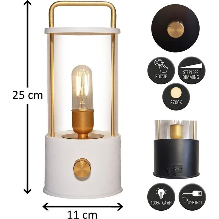 Coen Bakker Deco BV LED Außen-Tischleuchte Tischlampe Dimmbar Akku In-/Outdoor IP44, Stufenlos dimmbar, LED fest verbaut, Warmweiß – Bild 3