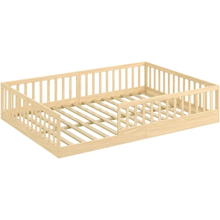 CADANI Kinderbett CADANI Timi Kinderbett Montessori Bodenbett (Rausfallschutz abnehmbar), Bodenbett mit Roll-Lattenrost – Bild 2