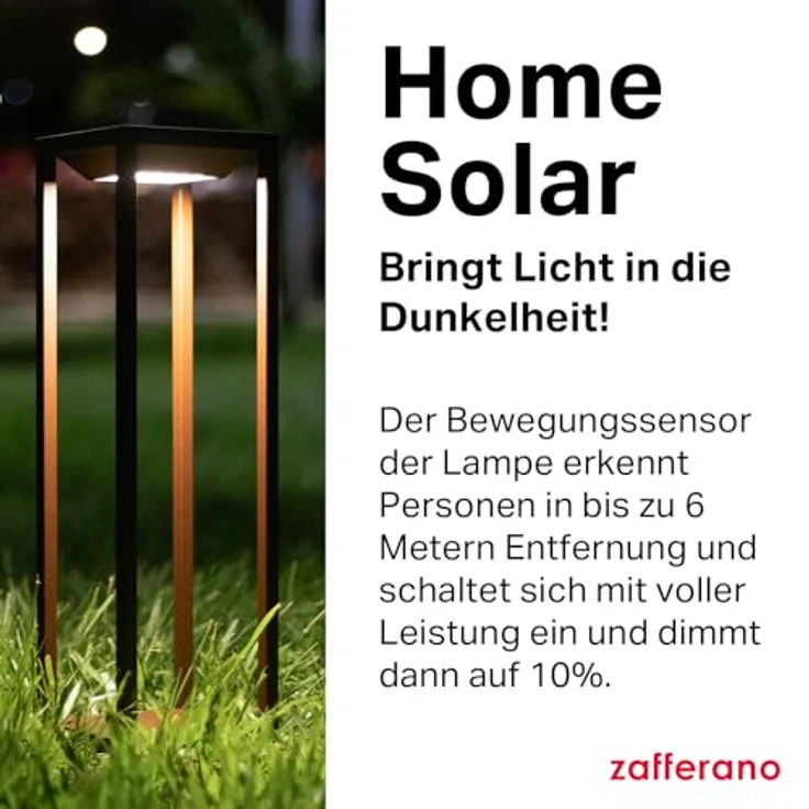 Zafferano, Home Solar Lampe, Kabellose Stehleuchte mit Solarpanel und Bewegungssensor, für den Außenbereich Geeignet, Dimmer, 3000 K, Höhe 50 cm, Farbe Dunkelgrau – Bild 7