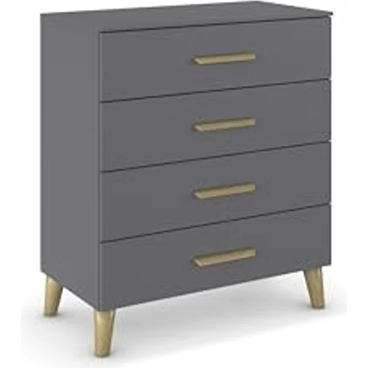 rauch Aditio Box, Kommode, 4 Schubladen, Massivholz-Fuß, mit Softclose-Funktion, Farbe Grau metallic, BxHxT 80x92x44cm – Bild 1
