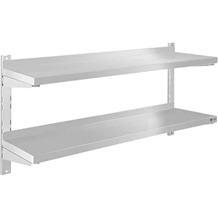 Royal Catering Hängeregal 120 cm Wandbord Gastro doppeltes Wandregal Edelstahl Regal Wandbord