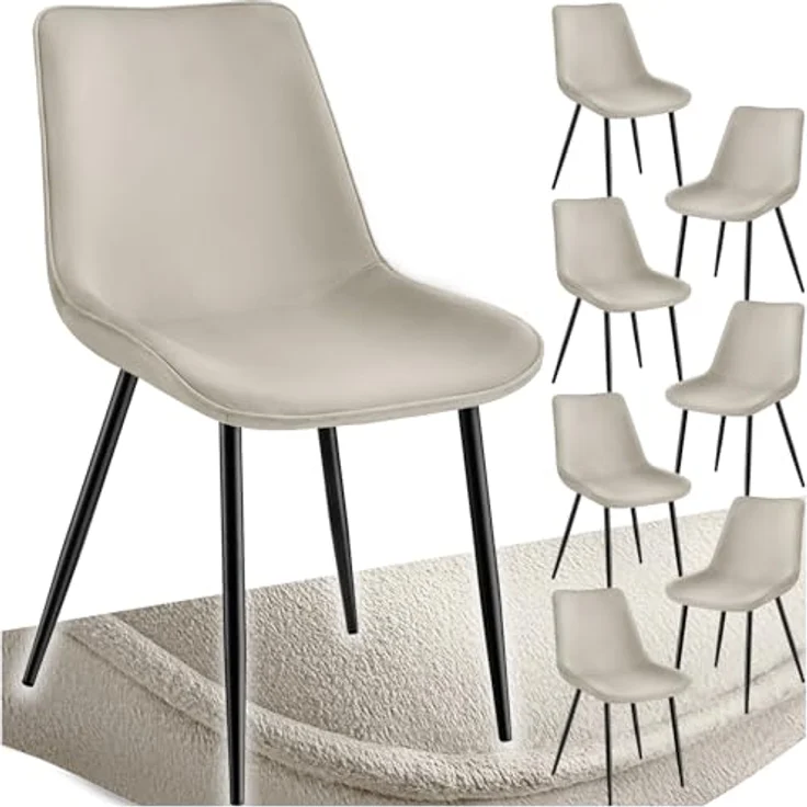 tectake Esszimmerstuhl Monroe (8er Set, 8 St), Gepolstert – Bild 2