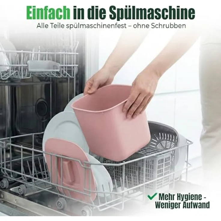 YourCasa Biomülleimer Küche - 4L - Komposteimer für alltäglichen Biomüll Behälter - Spülmaschinenfest - Geruchsdicht - Sieb - Bio Mülleimer klein mit Deckel Eimer Bioabfallbehälter Biotonne (4L Rosa) – Bild 6