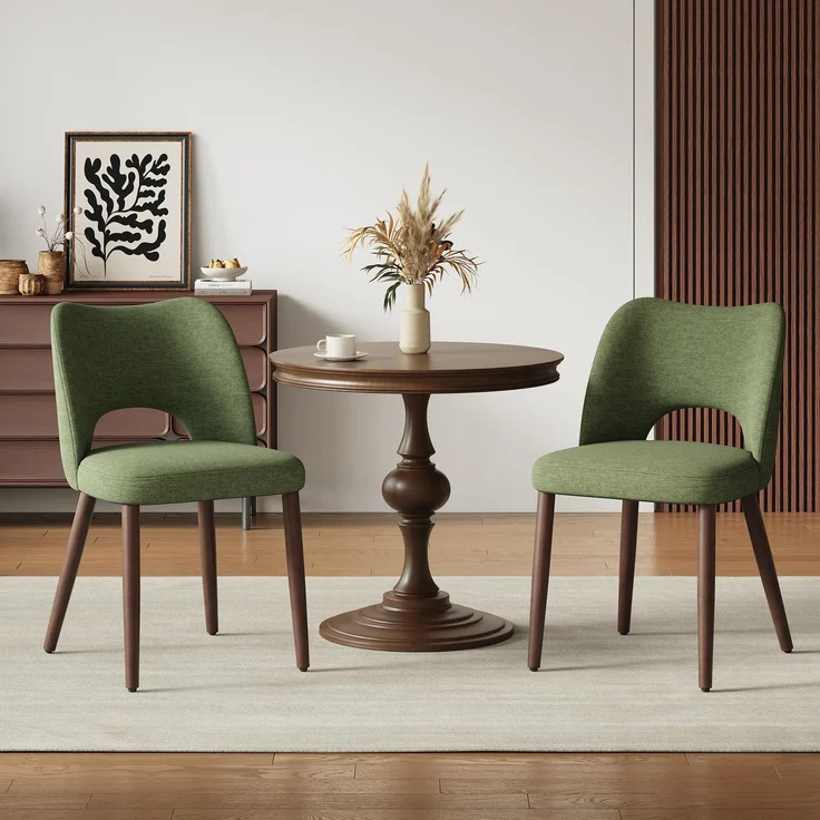 MALOL Esszimmerstühle 2er Set, Moderne Esszimmer Stühle, Ergonomisch Gepolsterte Küchenstühle mit Vertikal Gestreifter Rillenlehne, Polsterstühl für Esstisch Wohnzimmer Café Restaurant, Grün