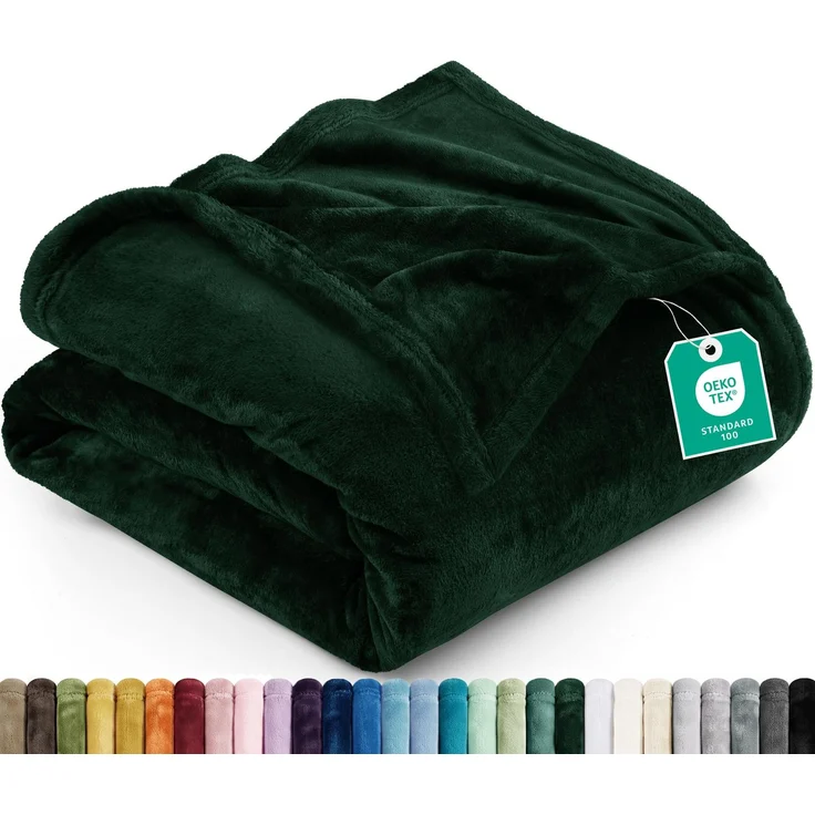 Utopia Bedding Fleecedecke Leichte Decke für Bett, Couch oder Sofa, Geeignet für alle Jahreszeiten [259x228 cm, Waldgrün]