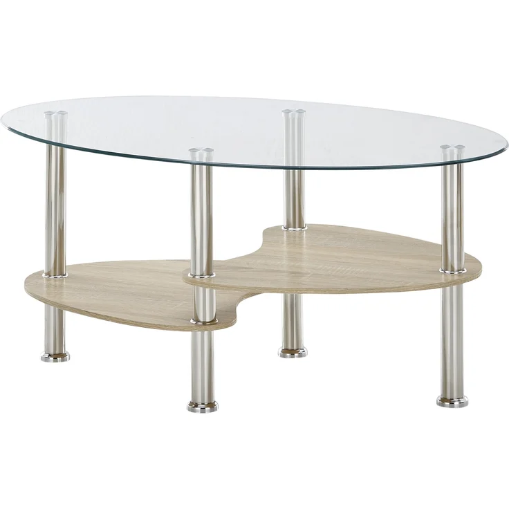 Couchtisch >PANTY< Sicherheitsglas, Ablage Artisan oder Sonoma Eiche - 42x90x55 (BxHxT) – Bild 1