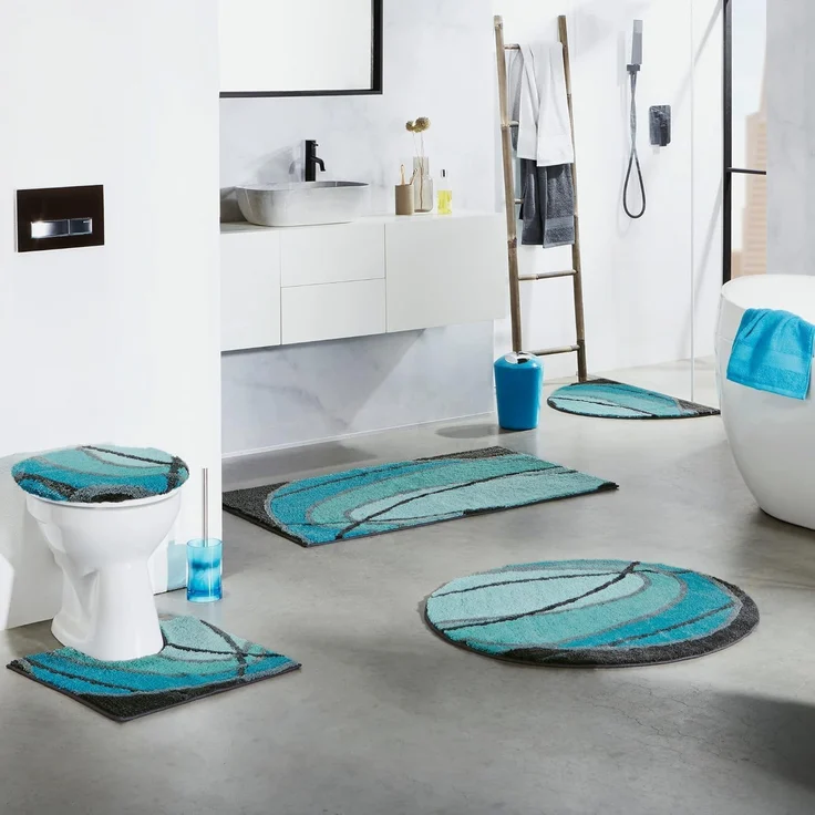 REDBEST Badematte WC-Umrandung "Lynn", Höhe 20 mm, eckig mit Ausschnitt, Grafik – Bild 2