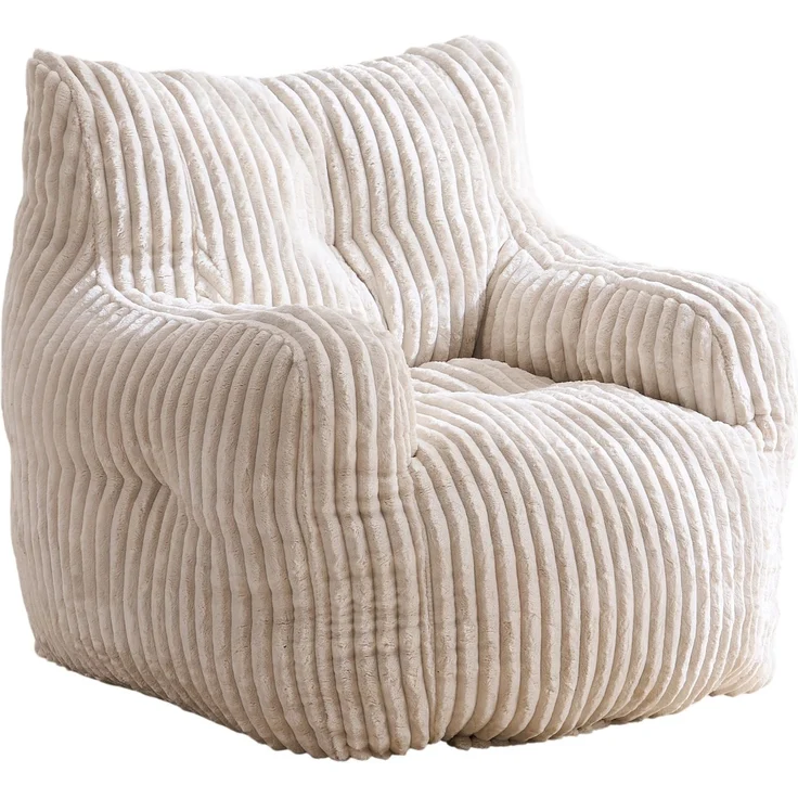 Sitzsack B 94 x T 100 x H 70 cm, beiger Cord mit Memory-Schaumstoff-Flocken, 1 Stück – Bild 6