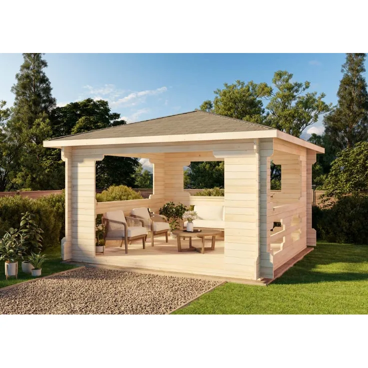 Alpholz Gartenpavillon Modell Ibiza Gartenpavillon aus Holz Gartenhütte Gartenlaube
