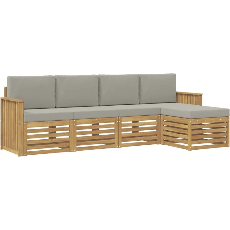 vidaXL Outdoor-Sofagarnitur 5 stk. 5-Sitzer Weiß und Hellgrau 3391671 – Bild 2