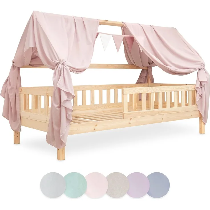 Ehrenkind Betthimmel Deko Hausbett, Kinderzimmer-Deko-Set (Kinderzimmer Deko), Betthimmel & Wimpelkette für magische Momente, hochwertige Materialien