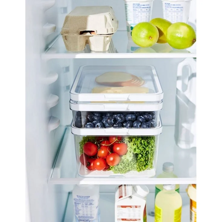 ROTHO Kühlschrankorganizer „Cauma“ 1,3 l – weiß, hochtransparent, mit herausnehmbarem Einsatz & wendbarem Deckel, kombinierbar, schützt Speisen vor Feuchtigkeit & hält länger frisch – Bild 1