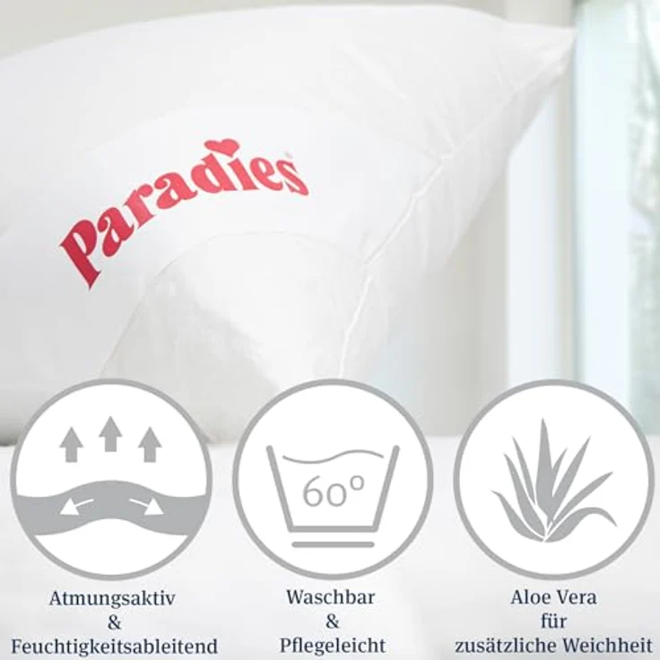Paradies Kopfkissen Softy Top Bio, Füllung: 100% Polyester, Bezug: 100% Bio-Baumwolle, Bauchschläfer, Seitenschläfer, Rückenschläfer, hergestellt in Deutschland, Füllmengenanpassung durch Reißverschluss – Bild 6